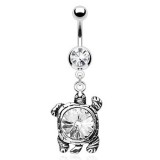 Piercing nombril tortue avec strass rond transparent (10)