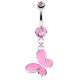 Piercing nombril papillon coloré rose (39)