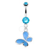 Piercing nombril papillon coloré bleu-clair (39)