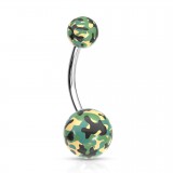 Piercing nombril UV 107 - Camouflage vert, noir et jaune