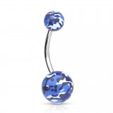Piercing nombril UV 107 - Camouflage bleu, noir et jaune