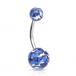 Piercing nombril UV 107 - Camouflage bleu, noir et jaune