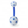 Piercing nombril UV 95 - Flexible blanc avec étoiles bleues