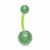 Piercing nombril UV 25 - Flexible vert paillettes