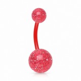 Piercing nombril UV 25 - Flexible rouge paillettes