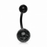 Piercing nombril UV flexible avec embouts boule noir paillettes (25)