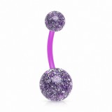 Piercing nombril UV 25 - Flexible lilas paillettes