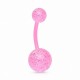 Piercing nombril UV 25 - Flexible rose paillettes