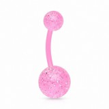 Piercing nombril UV 25 - Flexible rose paillettes