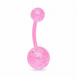 Piercing nombril UV 25 - Flexible rose paillettes
