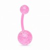 Piercing nombril UV 25 - Flexible rose paillettes