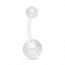 Piercing nombril UV 25 - Flexible transparent paillettes