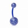 Piercing nombril UV 25 - Flexible bleu paillettes