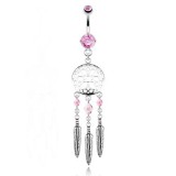 Piercing nombril attrape rêve 04 - Rose trois plumes