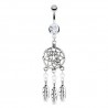 Piercing nombril attrape rêve 05 - Deluxe transparent trois plumes