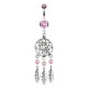 Piercing nombril attrape rêve 05 - Deluxe rose trois plumes