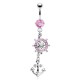Piercing nombril ancre marine 06 - Rose gouvernail et ancre avec chainettes