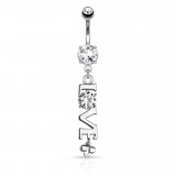 Piercing nombril coeur 44 - Love pendant gris