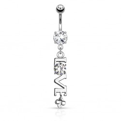 Piercing nombril coeur 44 - Love pendant gris