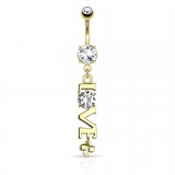 Piercing nombril coeur 44 - Love pendant jaune