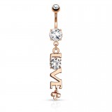 Piercing nombril coeur 44 - Love pendant rose