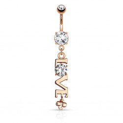Piercing nombril coeur 44 - Love pendant rose