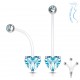 Piercing nombril grossesse 47 - Cristal coeur bleu-clair