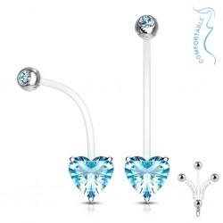 Piercing nombril grossesse 47 - Cristal coeur transparent