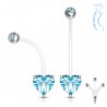 Piercing nombril grossesse 47 - Cristal coeur bleu-clair