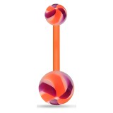 Piercing nombril UV 30 - Flexible twister lilas et orange