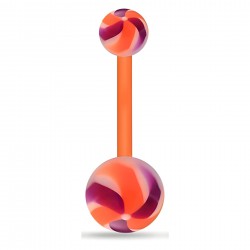 Piercing nombril UV 30 - Flexible twister lilas et orange