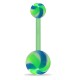 Piercing nombril UV 30 - Flexible twister vert et bleu