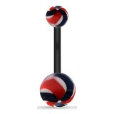 Piercing nombril UV 30 - Flexible twister noir et rouge