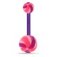 Piercing nombril UV 30 - Flexible twister lilas et rose