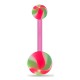 Piercing nombril UV 30 - Flexible twister vert et rose