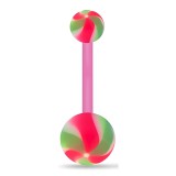 Piercing nombril UV 30 - Flexible twister vert et rose