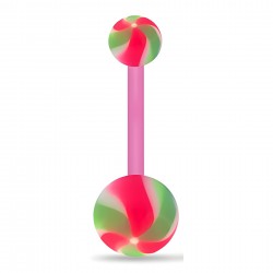 Piercing nombril UV 30 - Flexible twister vert et rose