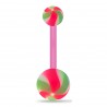 Piercing nombril UV 30 - Flexible twister vert et rose
