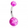 Piercing nombril UV 90 - Fleur deluxe lilas et rose
