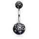 Piercing nombril UV 90 - Fleur deluxe noir et blanche