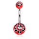 Piercing nombril UV 90 - Fleur deluxe rouge et noire
