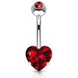 Piercing nombril cœur 88 - Double cristal rouge
