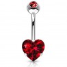 Piercing nombril cœur coeur double cristal rouge (88)
