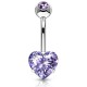 Piercing nombril cœur 88 - Double cristal lilas