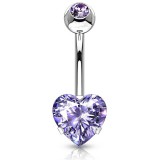 Piercing nombril cœur 88 - Double cristal lilas