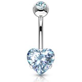 Piercing nombril cœur 88 - Double cristal bleu-clair
