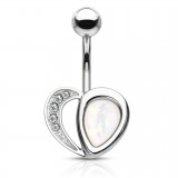 Piercing nombril cœur 41 - Gem paillettes blanches
