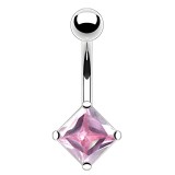 Piercing nombril cristal 08 - Losange rose