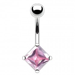 Piercing nombril cristal 08 - Losange rose