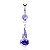 Piercing nombril cercle pendant lilas (D121)